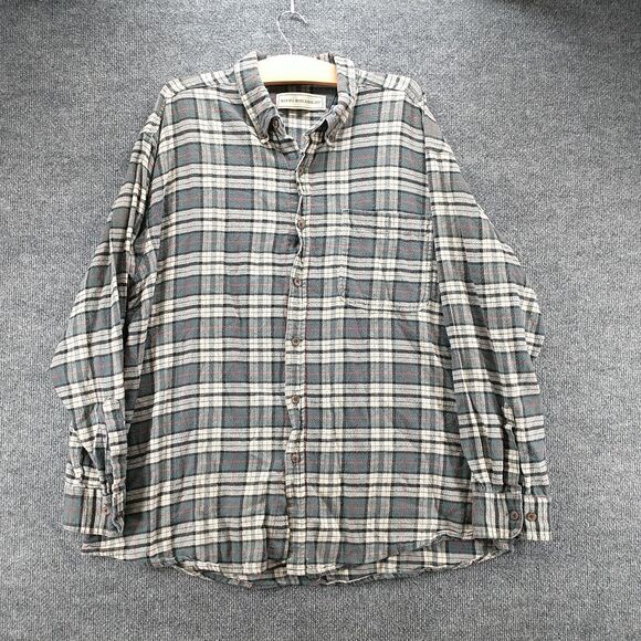 Bit & Bridle Men's Flannel Button-Down Shirt Multi Plaid 2X Long Sleeve Cotton - Picture 2 of 13